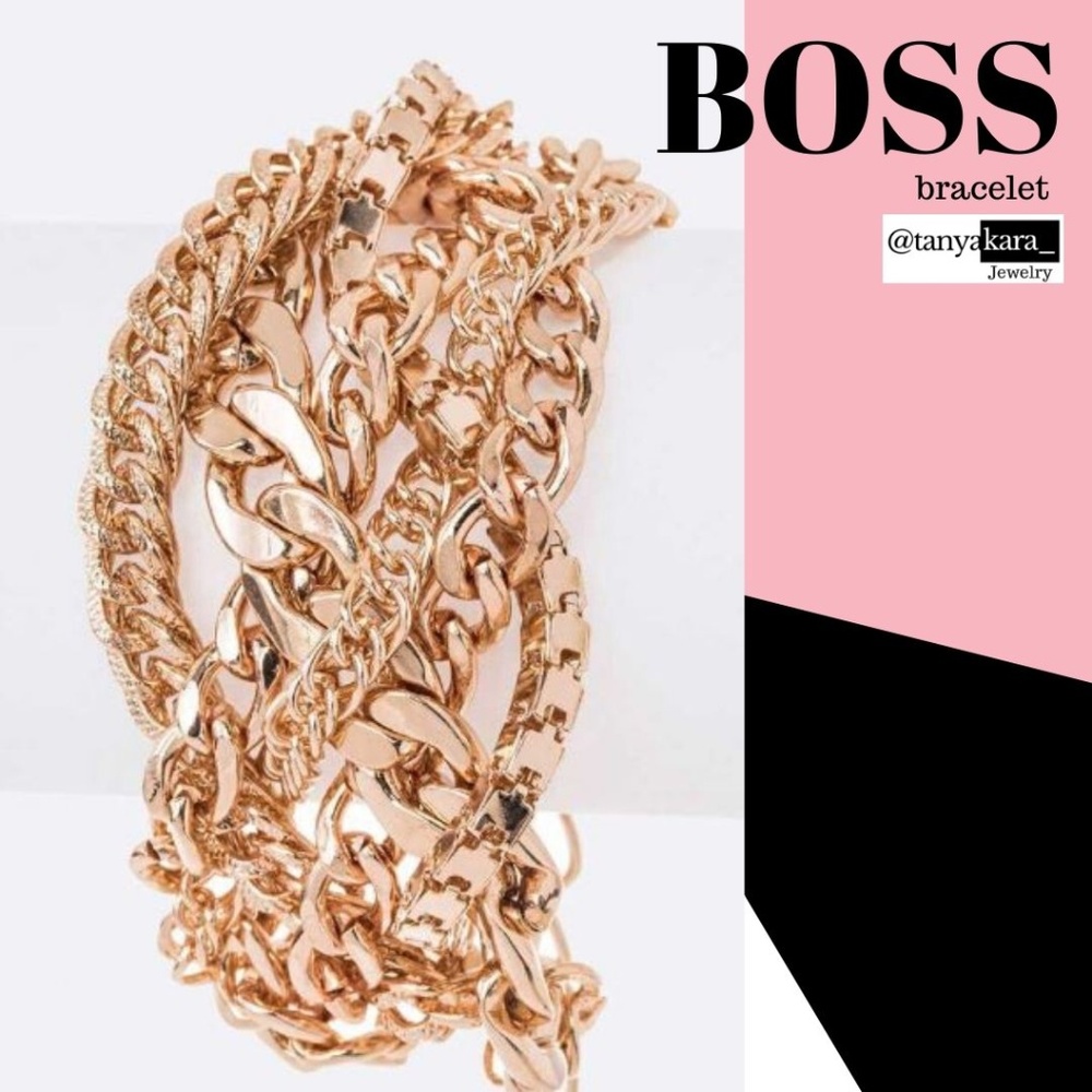 3 PCS- BOSS Gold Chunky Chain Bracelet